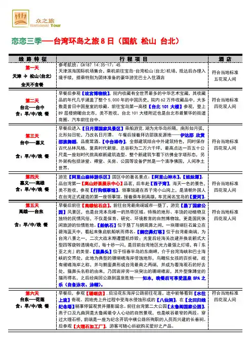 T1 恋恋三季-台湾环岛8日(国航)