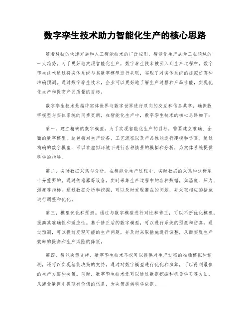 数字孪生技术助力智能化生产的核心思路