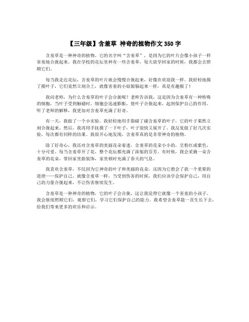【三年级】含羞草 神奇的植物作文350字