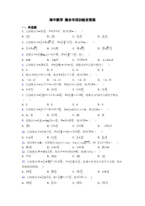 高中数学 集合专项训练含答案