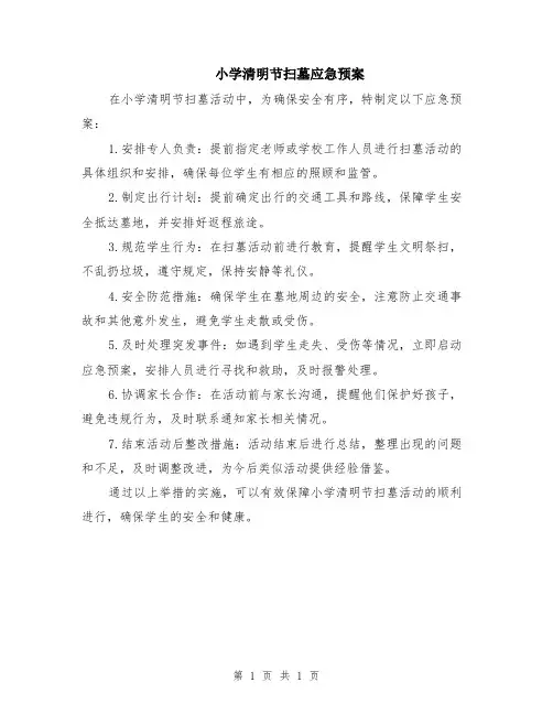 小学清明节扫墓应急预案