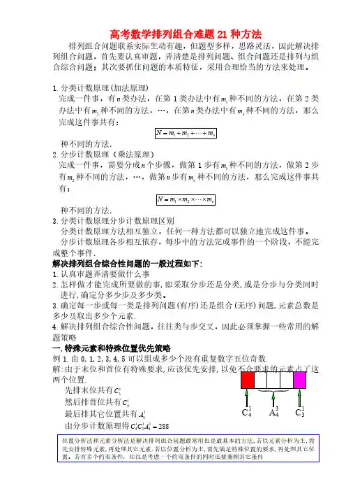 高中数学轻松搞定排列组合难题21种方法
