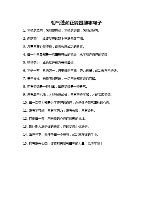 朝气蓬勃正能量励志句子