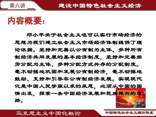 第六讲   建立中国特色社会主义经济理论
