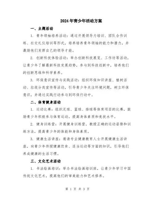 2024年青少年活动方案