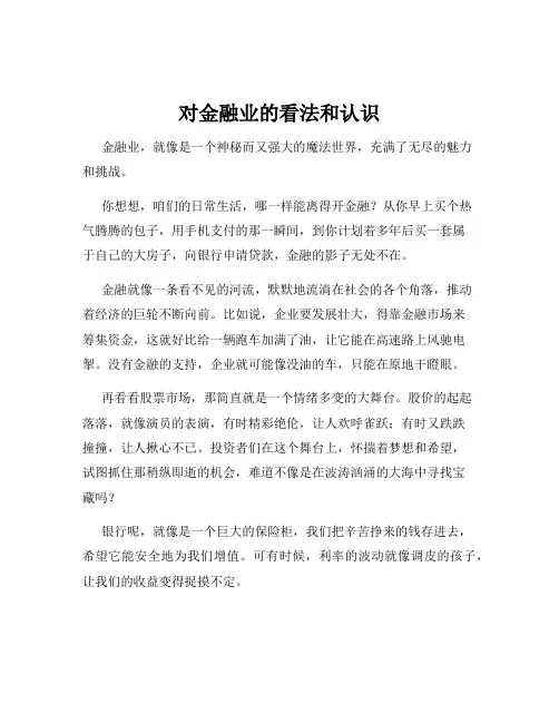 对金融业的看法和认识