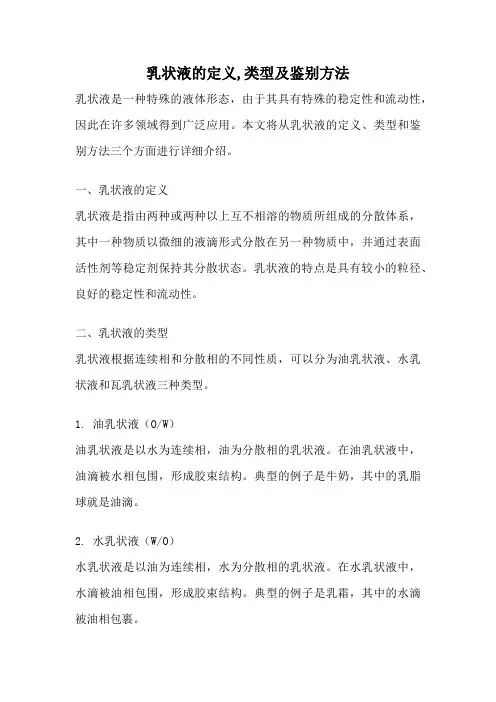 乳状液的定义,类型及鉴别方法