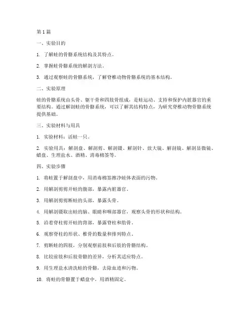 蛙骨骼系统实验报告(3篇)