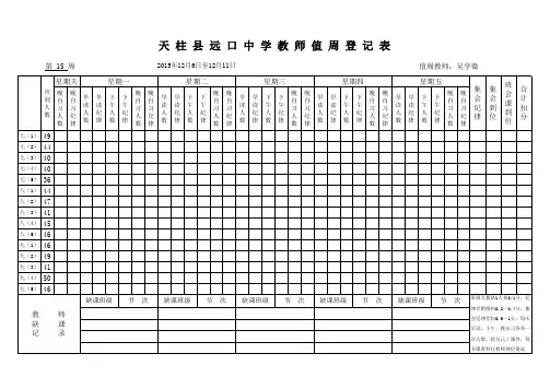 教师值周登记表
