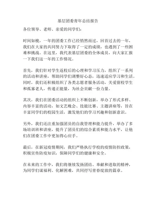 基层团委青年总结报告