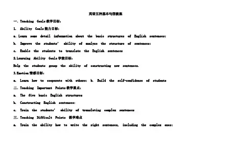 英语人教版九年级全册英语五种基本句型