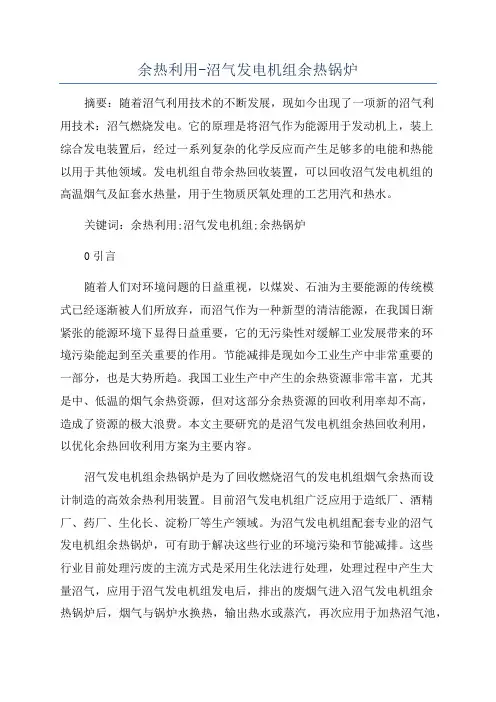 余热利用-沼气发电机组余热锅炉