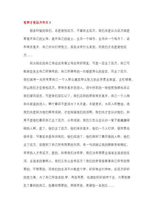 有梦才有远方优秀1000字作文