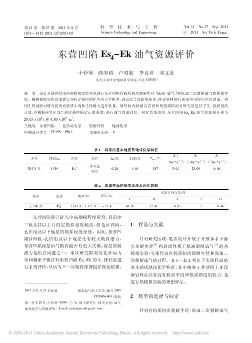 东营凹陷Es_4_Ek油气资源评价2011