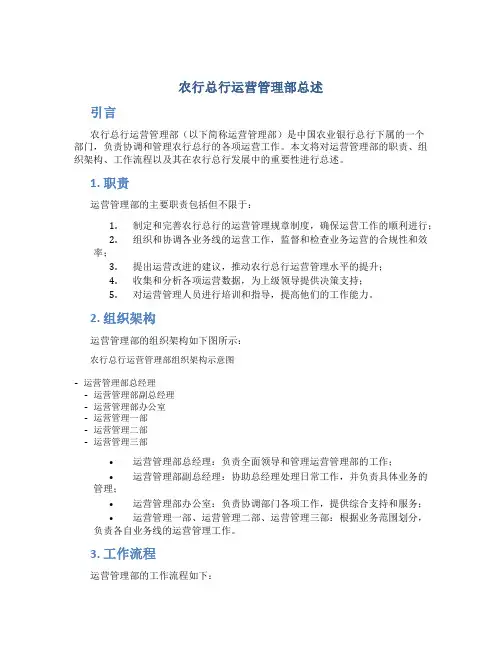 农行总行运营管理部总