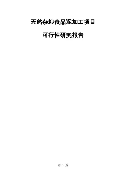 天然杂粮食品深加工项目可行性研究报告word资料20页