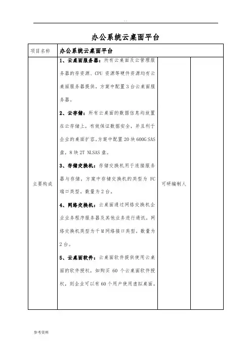 办公系统云桌面平台可行性实施报告