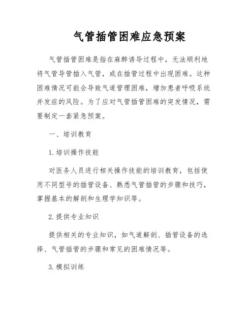 气管插管困难应急预案