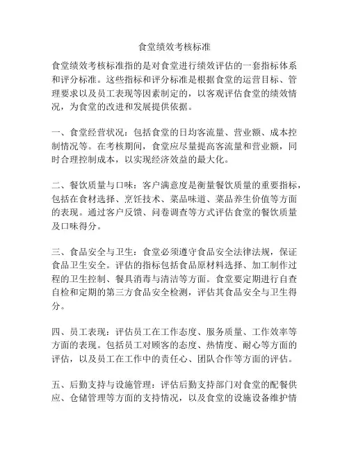 食堂绩效考核标准