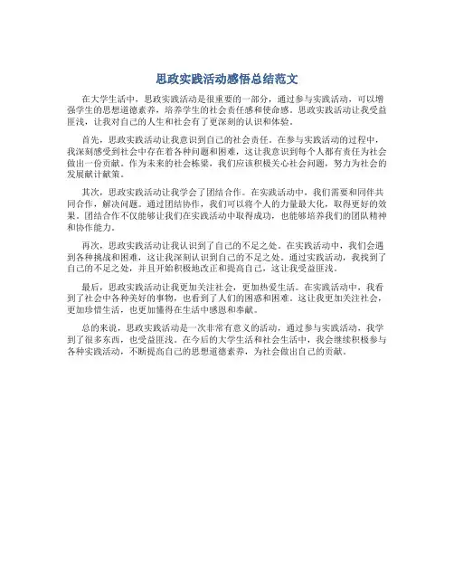 思政实践活动感悟总结范文