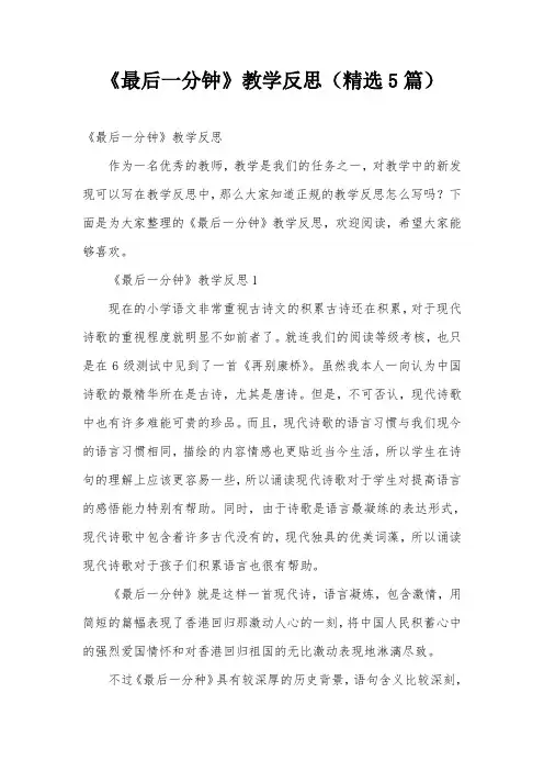 《最后一分钟》教学反思(精选5篇)