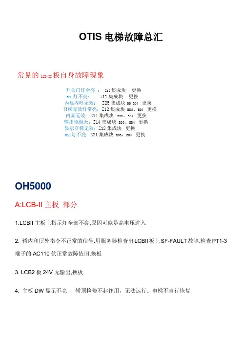OTIS电梯故障总汇