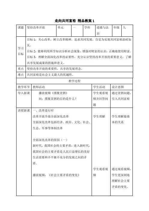 《走向共同富裕》精品教案1