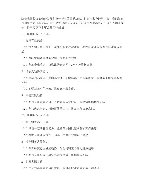 十年后会计工作规划