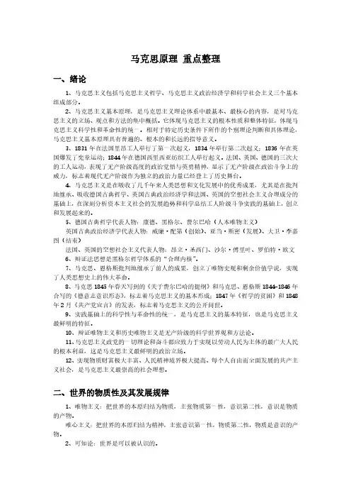 马克思原理马原重点整理
