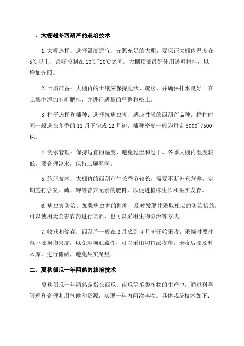 大棚越冬西葫芦―夏秋瓠瓜一年两熟高效栽培技术