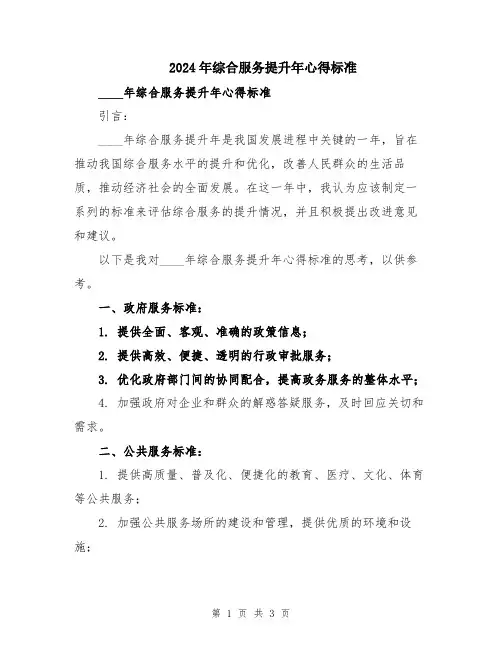 2024年综合服务提升年心得标准
