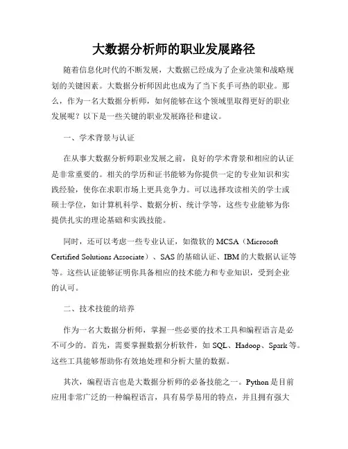 大数据分析师的职业发展路径