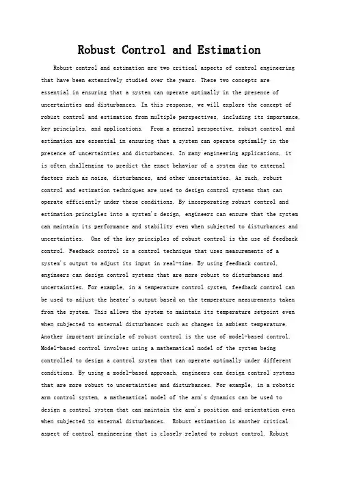 Robust Control and Estimation