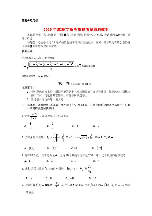 山东省威海市2020届高三数学模拟考试 理