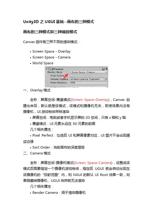 Unity3D之UGUI基础--画布的三种模式