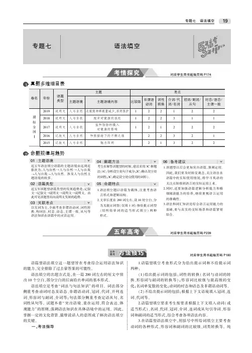 (山东专用)2020届高考英语一轮复习专题七语法填空教师用书(PDF,含解析)