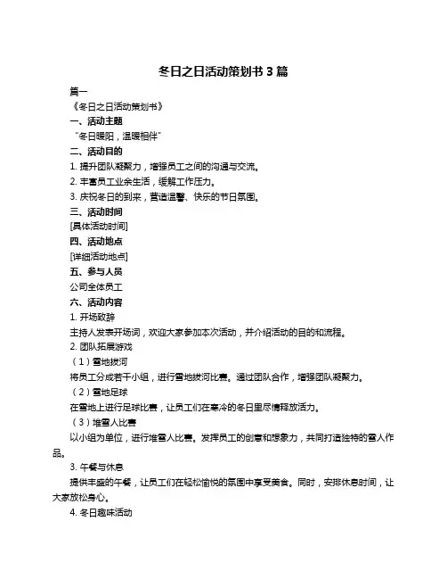 冬日之日活动策划书3篇