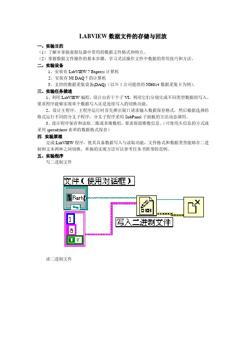 LABVIEW数据文件的存储与回放