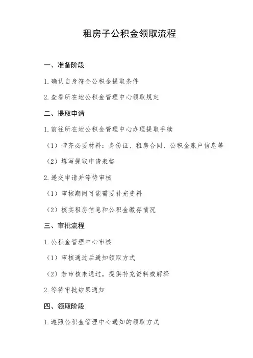 租房子公积金领取流程
