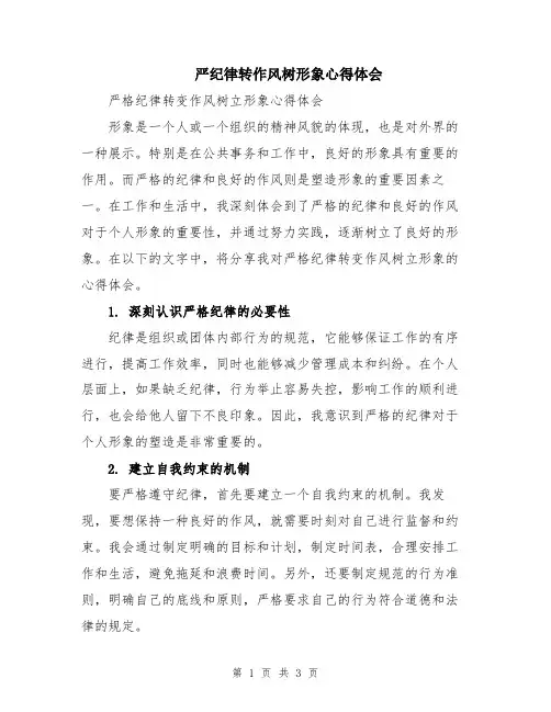 严纪律转作风树形象心得体会