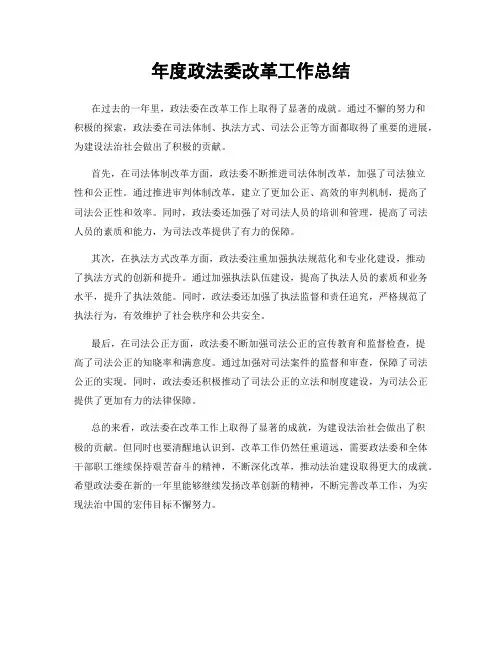 年度政法委改革工作总结