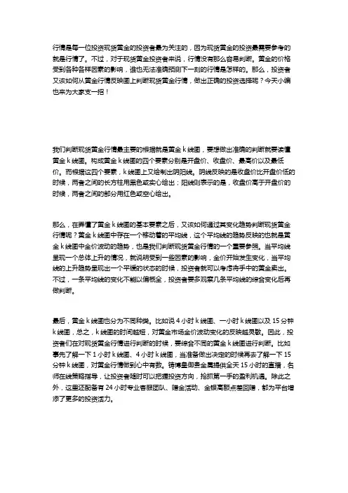 如何判断现货黄金行情,从这几招入手