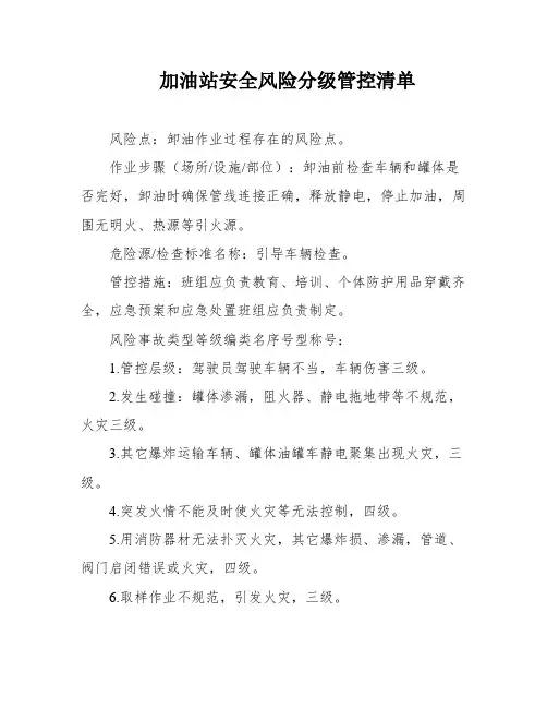 加油站安全风险分级管控清单