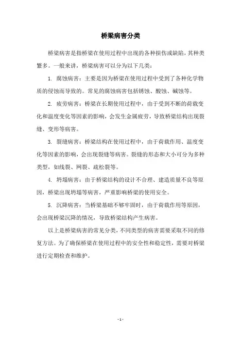 桥梁病害分类