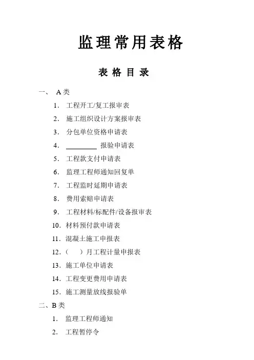 监理常用表格