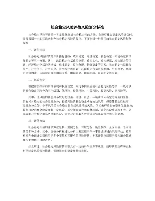 社会稳定风险评估风险划分标准