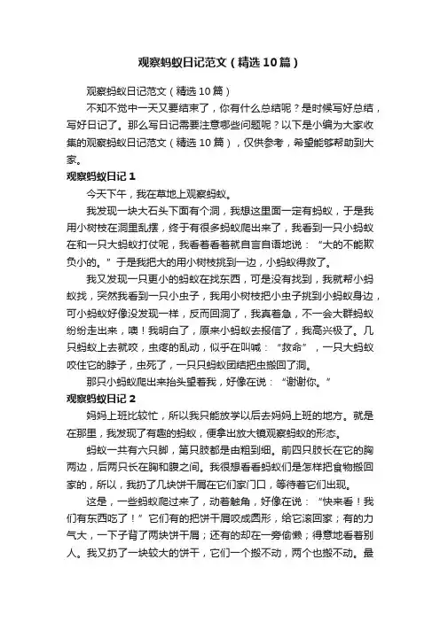 观察蚂蚁日记范文（精选10篇）