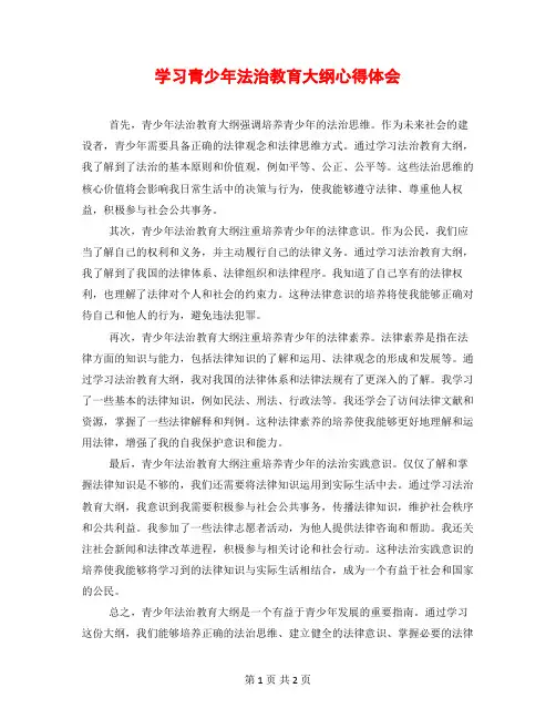 学习青少年法治教育大纲心得体会