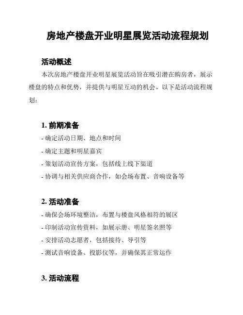 房地产楼盘开业明星展览活动流程规划