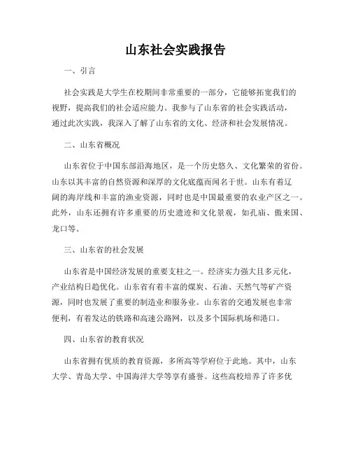 山东社会实践报告